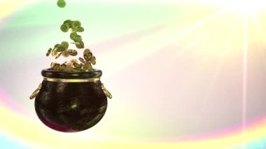 Yonca. Aziz Patrick Günü altın arkaplanı simgeler. Yonca yapraklı Patrick Day sikkeleri. Patrick Day 'in bar partisi. Alfa kanalı