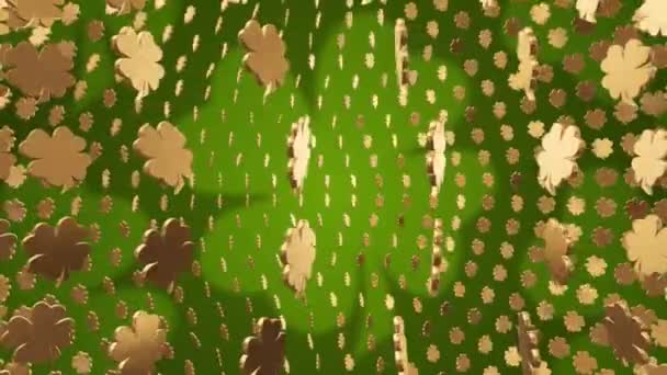 Patricks Day Symboler Hästsko Guld Bakgrund Shamrock Lycka Patrick Day — Stockvideo