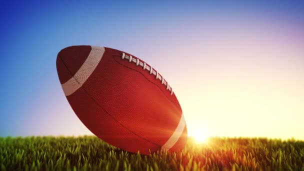 American Football Primo Piano Palla Volare Sul Campo — Video Stock