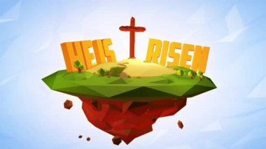 Calvary Tepesi Alçak Poli 4K Paskalya konsepti İsa çarmıha gerildi dikenli Golgotha İsa 'nın tacını kutsadı
