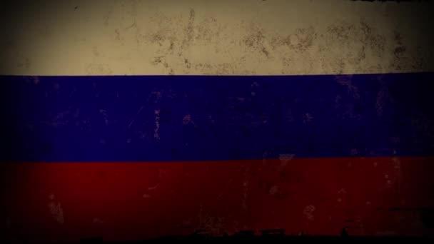 Bandera de Rusia ondeando, viejo, mirada grunge, fondo Rusia Federación — Vídeos de Stock