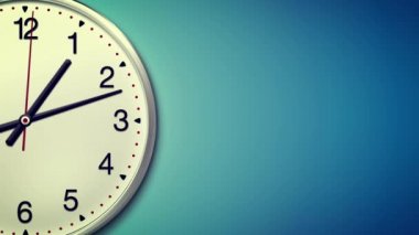 Büyük yuvarlak saat 6 saat 30 saniye içinde sayma. Zaman atlamalı. Açık mavi renkli