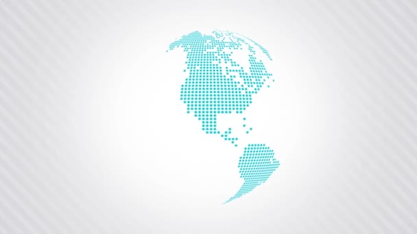 Globe animé avec une carte du monde en pointillés sur fond clair boucle latérale droite — Video