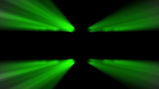 Fasci di raggi laser anello rotante sfondo verde — Video Stock