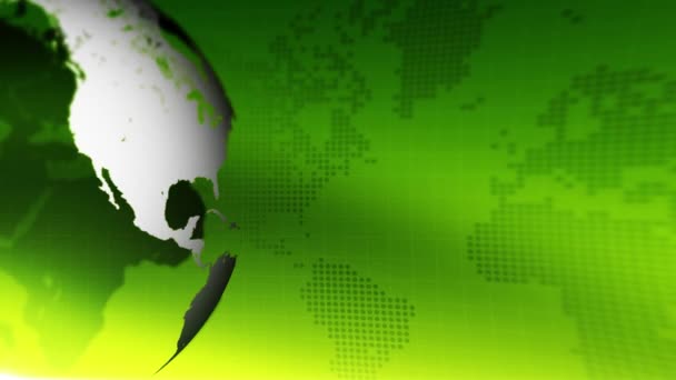 Sfondo globo astratto verde. Scorrimento mappa del mondo in loop — Video Stock