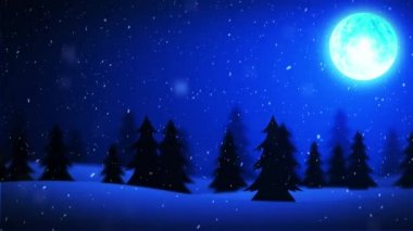 Neşeli Noel Yılbaşı kar ve Moon arka plan