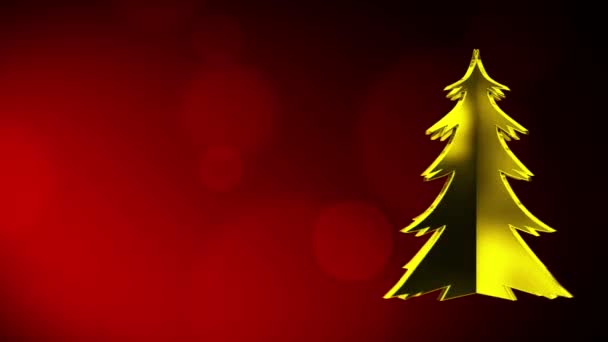 Gold frohe Weihnachtsbaum und Neujahr roter Hintergrund — Stockvideo