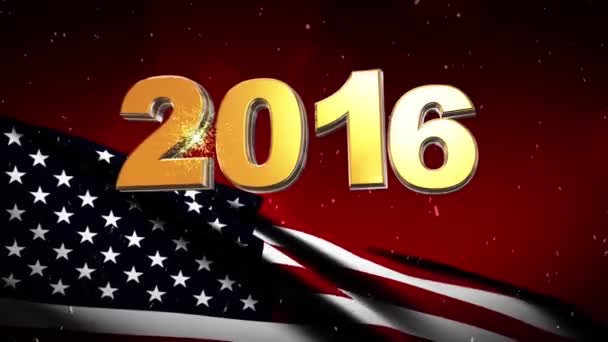 2016 Ano Novo EUA bandeira fundo — Vídeo de Stock