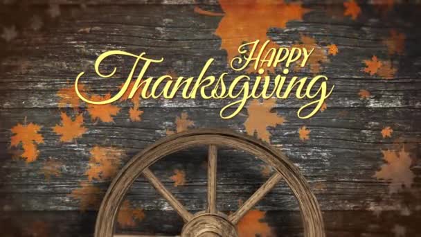 Thanksgiving day, houten bord herfst achtergrond — Stockvideo