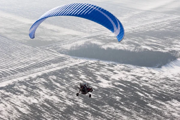 Parapendio Motorizzato Paramotore Buggy Visto Dal Cielo Francia Che Sorvola — Foto Stock