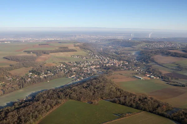 Aerial View Commune Vert Valley Seine Horizon Yvelines Department 78930 — Stock Photo, Image