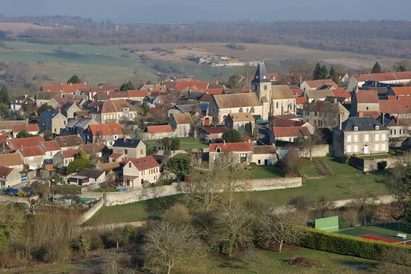 Aerial View Omerville Small Rural Village Vexin Grouped Its Church — Stock Photo, Image