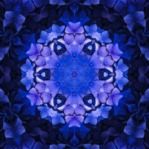 Abstract Blue Flowers Kaleidoscope Mandala Ornament
