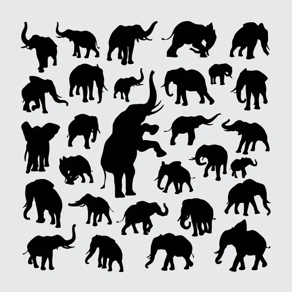 Silueta Elefante Conjunto Siluetas Elefante — Vector de stock