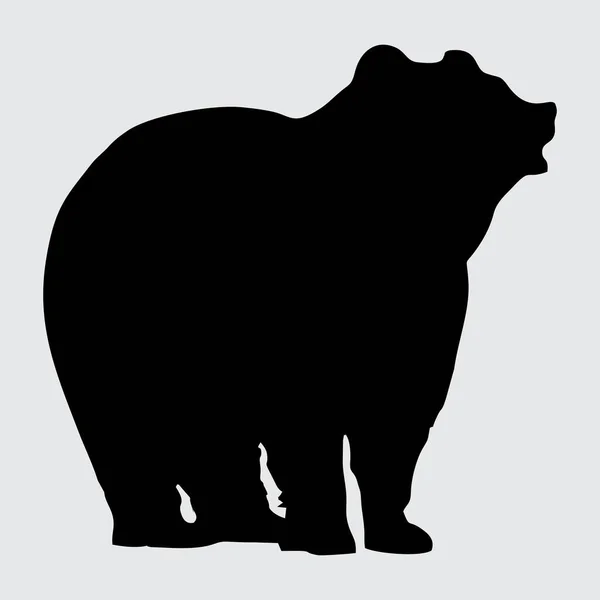 Silueta Oso Oso Aislado Sobre Fondo Blanco — Vector de stock