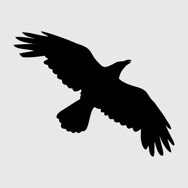 Crow Silhouet Kraai Geïsoleerd Witte Achtergrond — Stockvector
