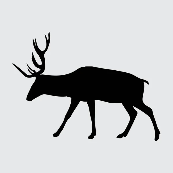 Silhouette Cerf Cerf Isolé Sur Fond Blanc — Image vectorielle