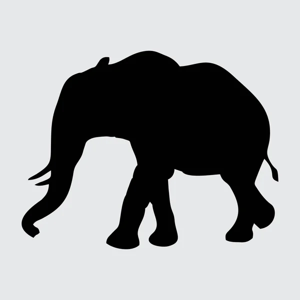 Silhouette Éléphant Éléphant Isolé Sur Fond Blanc — Image vectorielle