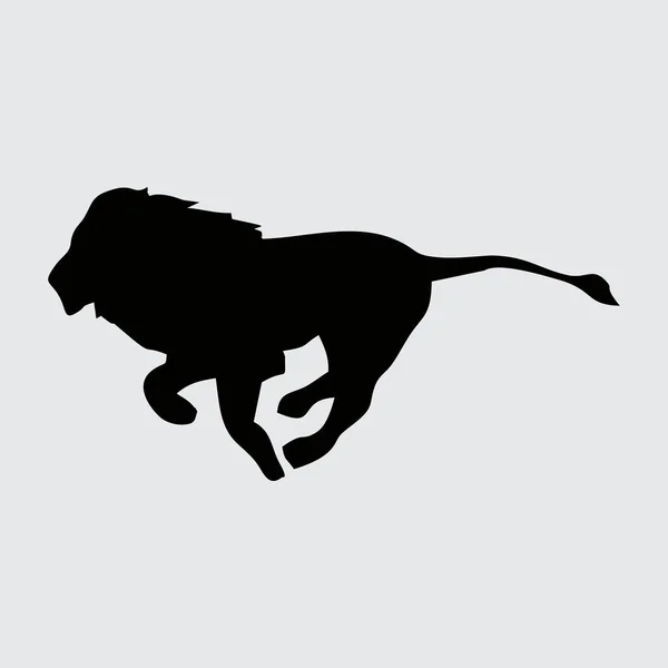 Silhouette Lion Lion Isolé Sur Fond Blanc — Image vectorielle