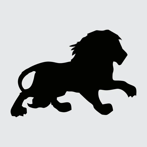 Silhouette Lion Lion Isolé Sur Fond Blanc — Image vectorielle