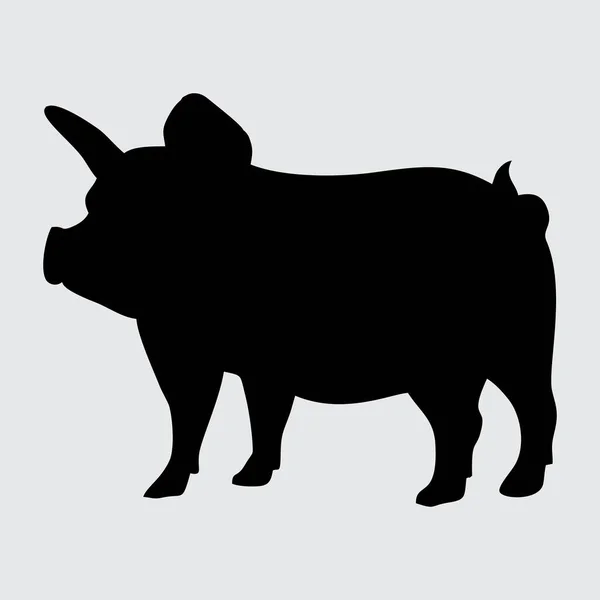 Pig Silhouette Pig Isolated White Background - Stok Vektor
