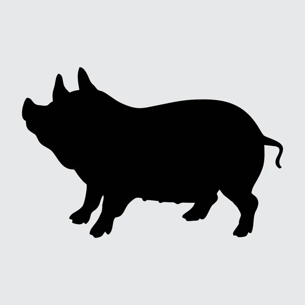 Silueta Cerdo Cerdo Aislado Sobre Fondo Blanco — Vector de stock