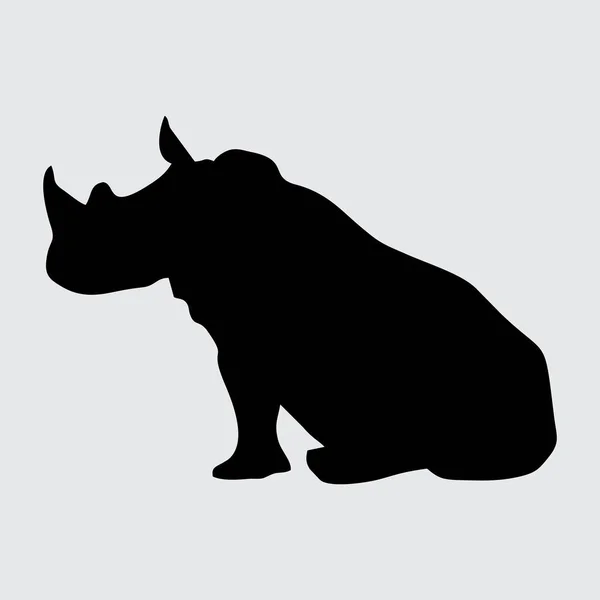 Silhouette Rhino Rhino Isolé Sur Fond Blanc — Image vectorielle