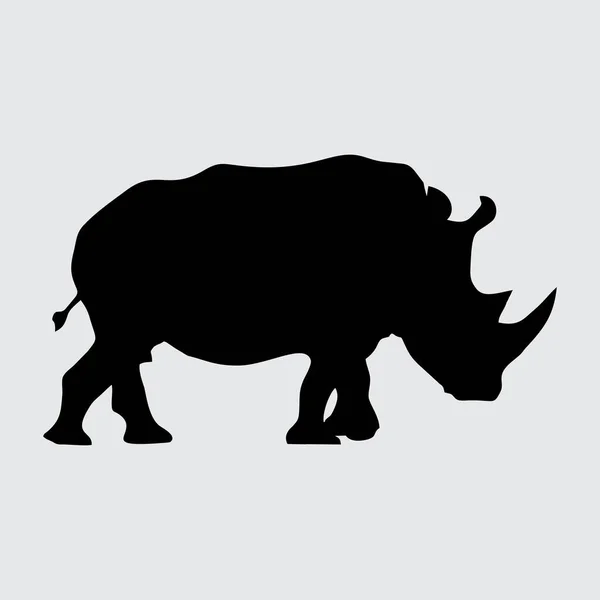 Rhino Silhouette Rhino Απομονωμένο Λευκό Φόντο — Διανυσματικό Αρχείο