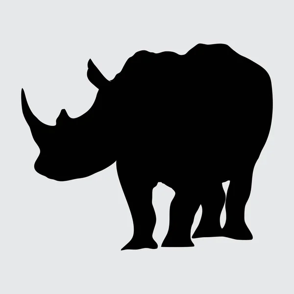 Rhino Silhouette Rhino Απομονωμένο Λευκό Φόντο — Διανυσματικό Αρχείο