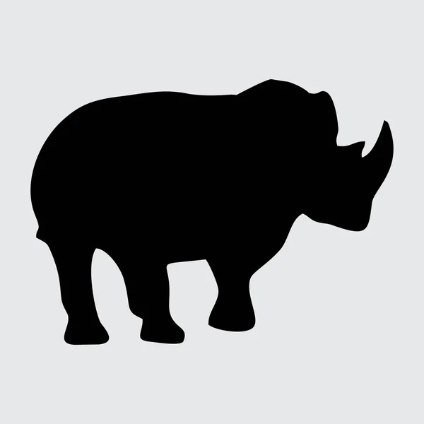 Rhino Silueta Rhino Izolované Bílém Pozadí — Stockový vektor