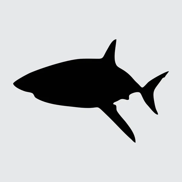 Silhouette Requin Requin Isolé Sur Fond Blanc — Image vectorielle