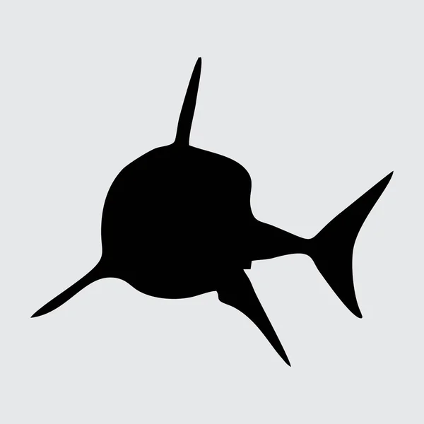 Tubarão Silhueta Tubarão Isolado Fundo Branco — Vetor de Stock