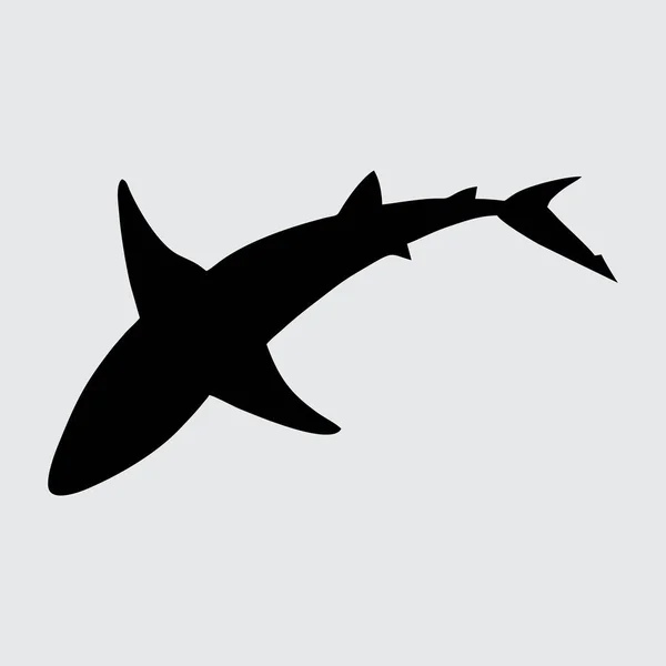 Shark Silhouette Haai Geïsoleerd Witte Achtergrond — Stockvector