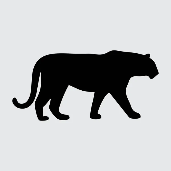 Silhouette Tigre Tigre Isolé Sur Fond Blanc — Image vectorielle