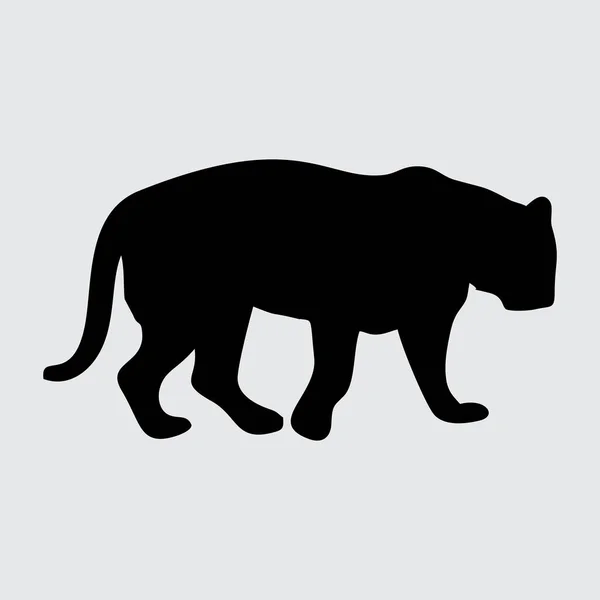 Silhouette Tigre Tigre Isolé Sur Fond Blanc — Image vectorielle