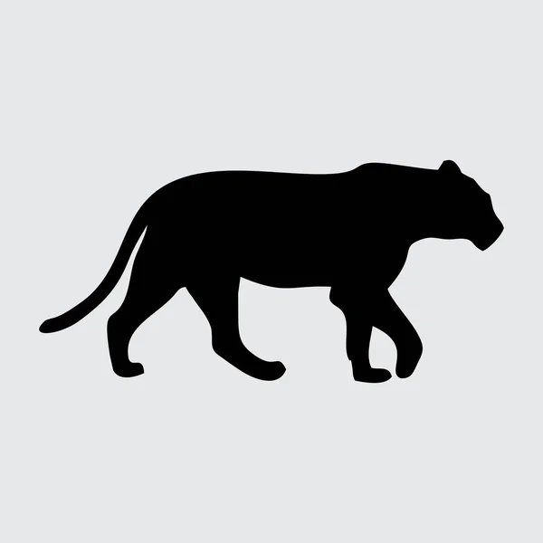 Silueta Tigre Tigre Aislado Sobre Fondo Blanco — Vector de stock