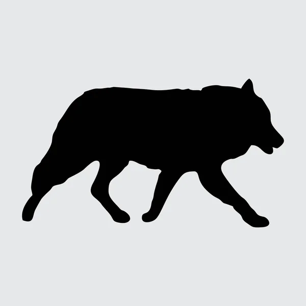 Σιλουέτα Λύκου Λύκος Απομονωμένος Λευκό Φόντο — Διανυσματικό Αρχείο