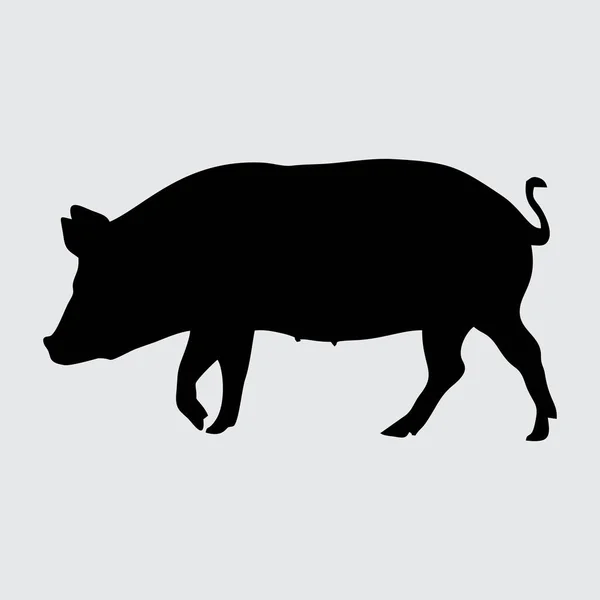 Schwein Silhouette Schwein Isoliert Auf Weißem Hintergrund Stockvektor