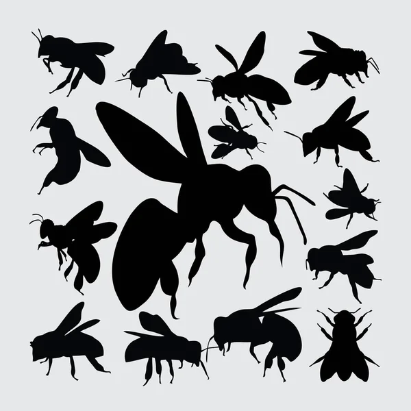 Bee Silhouette Bir Çift Arı Silueti — Stok Vektör