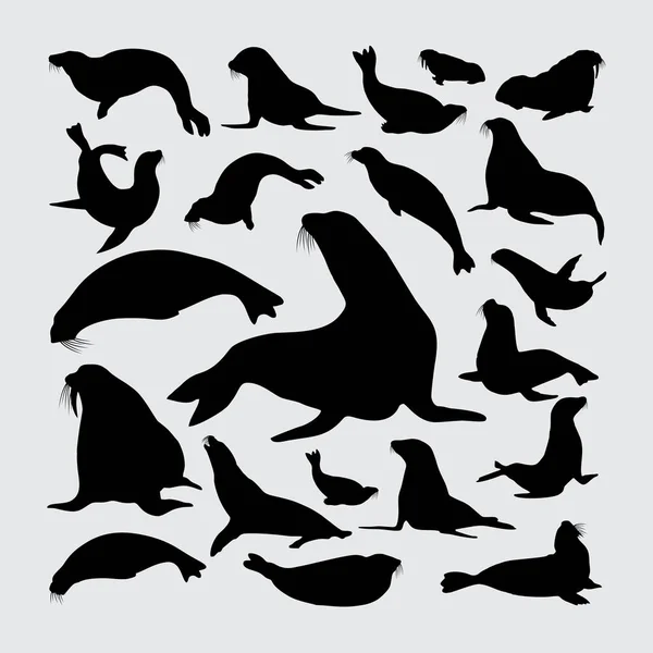 Seelöwe Silhouette Eine Reihe Von Seelöwen Silhouetten lizenzfreie Stockillustrationen