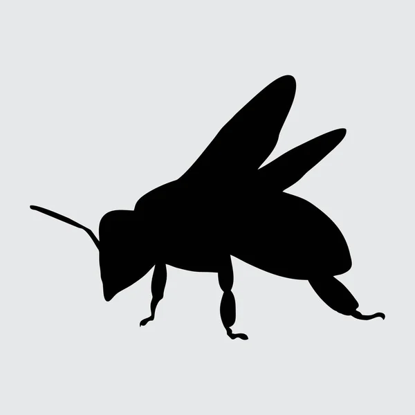 Bee Silhouette Bee Elszigetelt Fehér Háttér — Stock Vector
