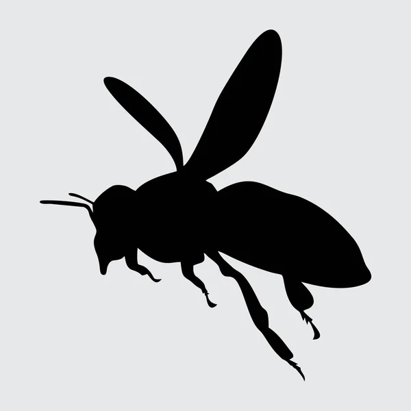 Bee Silhouette Μέλισσα Απομονωμένη Λευκό Φόντο — Διανυσματικό Αρχείο