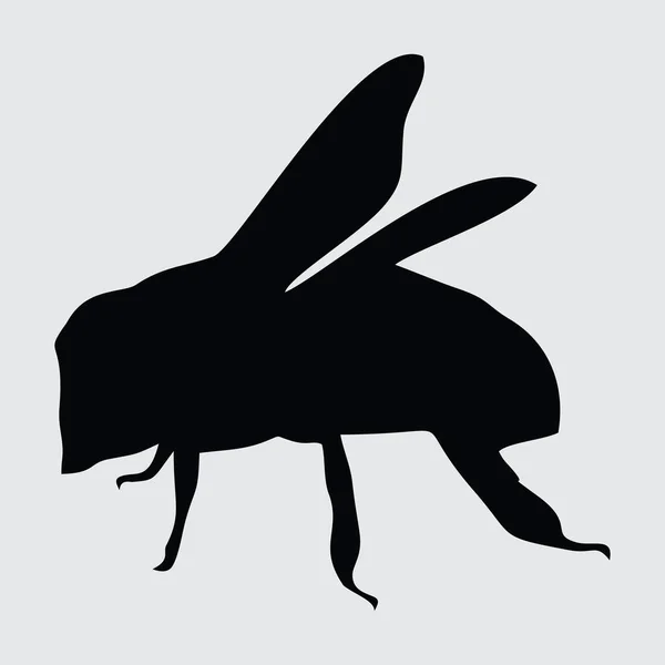 Silhouette Abeille Abeille Isolée Sur Fond Blanc — Image vectorielle