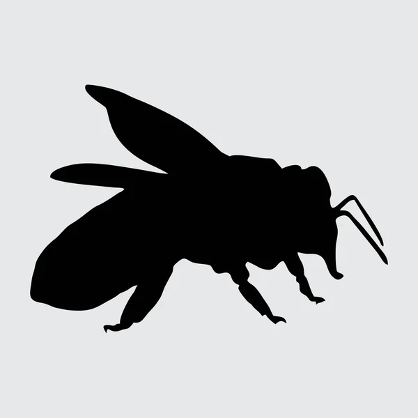 Silueta Abeja Abeja Aislada Sobre Fondo Blanco — Vector de stock