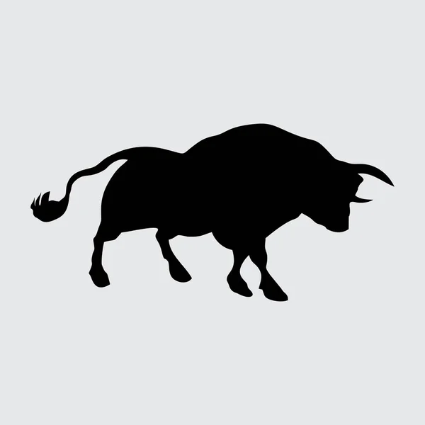 Bull Silhouette Bull Terisolasi Latar Belakang Putih - Stok Vektor