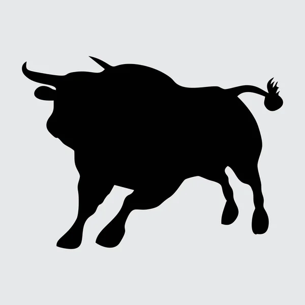 Silueta Toro Toro Aislado Sobre Fondo Blanco — Vector de stock