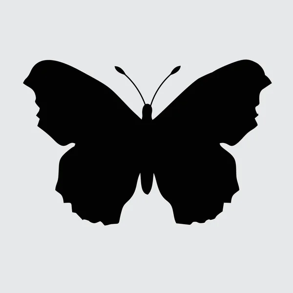 Silhouette Papillon Papillon Isolé Sur Fond Blanc — Image vectorielle