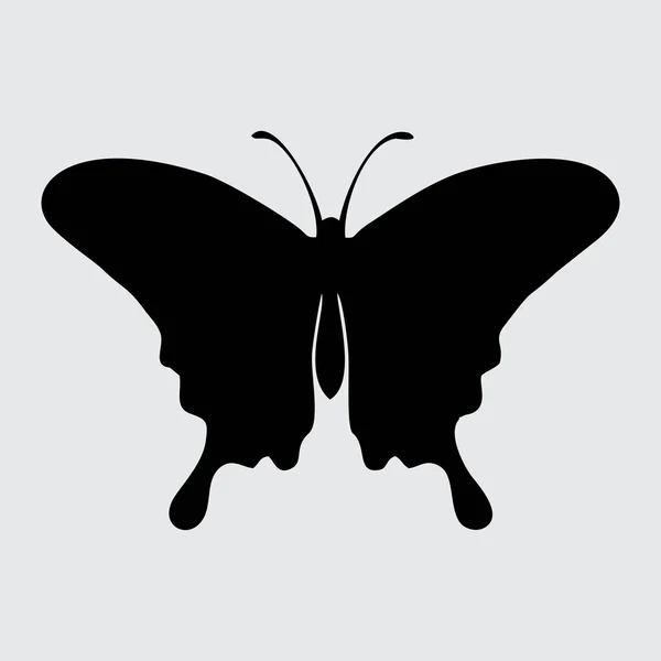 Silueta Motýla Motýl Izolovaný Bílém Pozadí — Stockový vektor