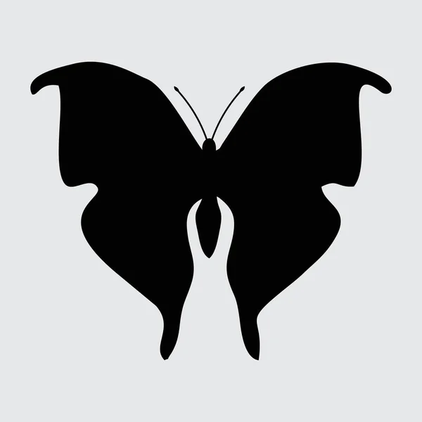 Silueta Motýla Motýl Izolovaný Bílém Pozadí — Stockový vektor