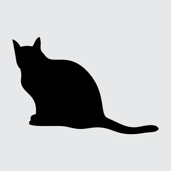 Cat Silhouette Katt Isolerad Vit Bakgrund — Stock vektor